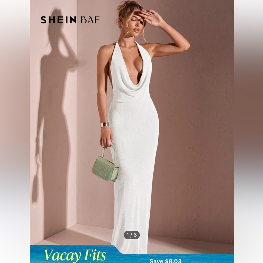 Women’s long casual dress with scoop neck